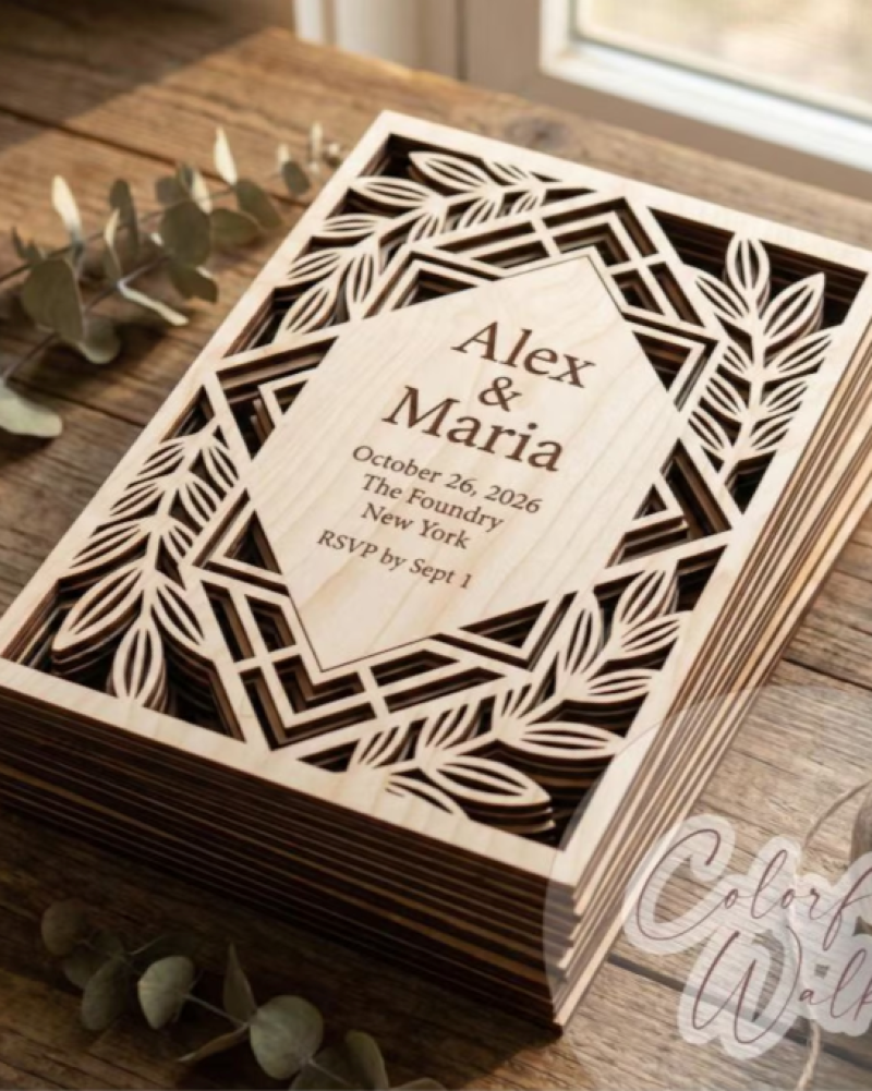 Wooden wedding invitation M43