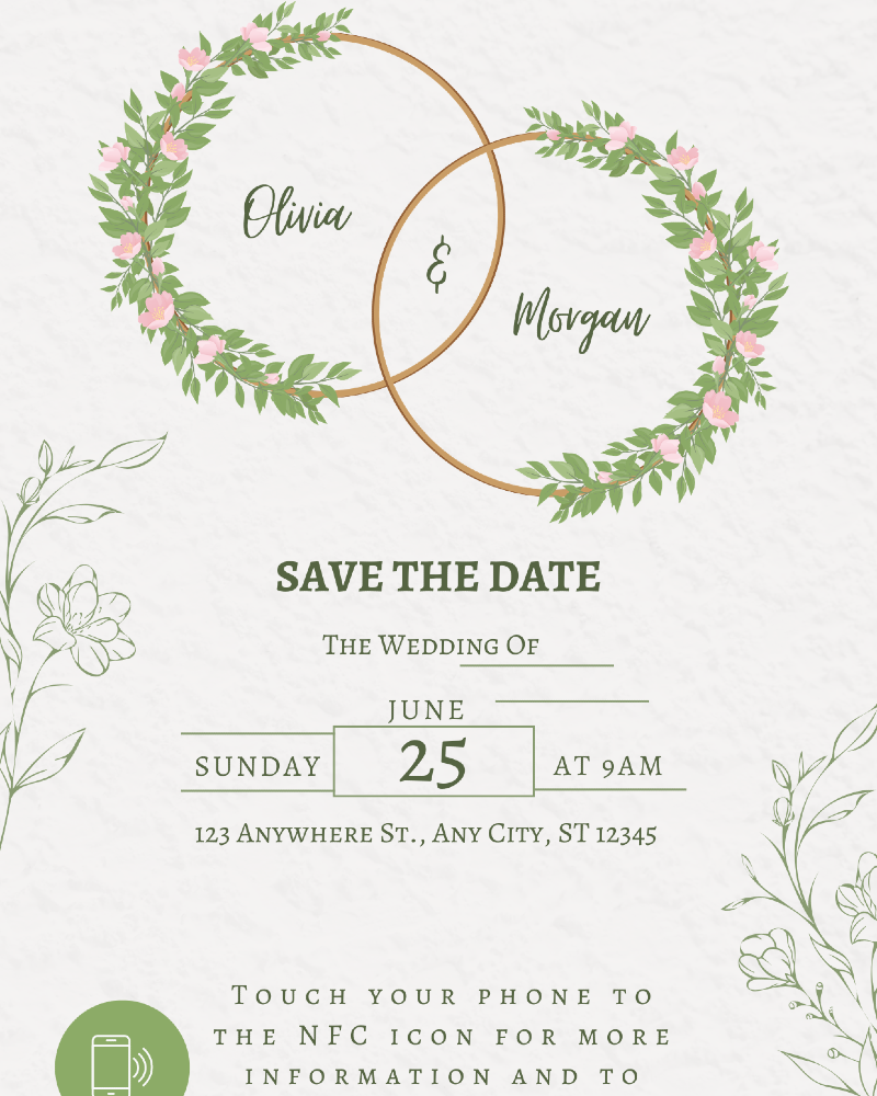 White and Green Invitation